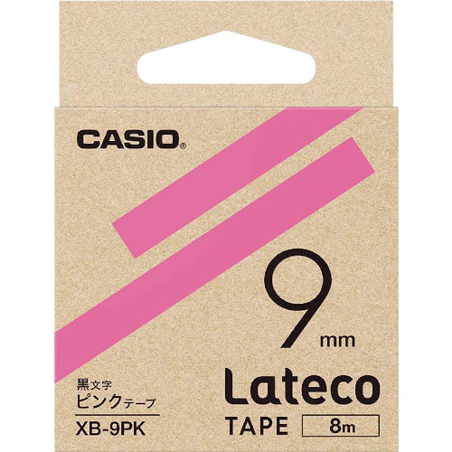 カシオ　ラテコ（Ｌａｔｅｃｏ）専用詰め替えテープ　９ｍｍ　ピンクテープに黒文字＿