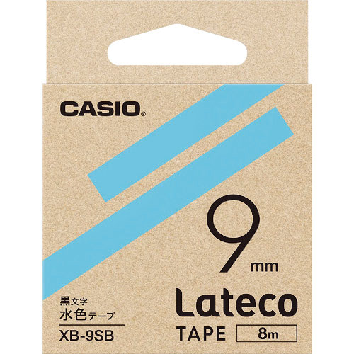 カシオ　ラテコ（Ｌａｔｅｃｏ）専用詰め替えテープ　９ｍｍ　水色テープに黒文字＿