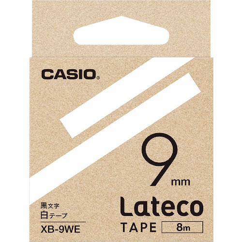 カシオ　ラテコ（Ｌａｔｅｃｏ）専用詰め替えテープ　９ｍｍ　白テープに黒文字＿