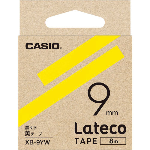 カシオ ラテコ(Lateco)専用詰め替えテープ 9mm 黄テープに黒文字_