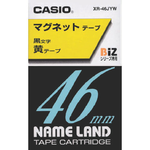 カシオ　ネームランド”用テープカートリッジ（マグネット付）４６ｍｍ　黄色テープ／黒文字＿