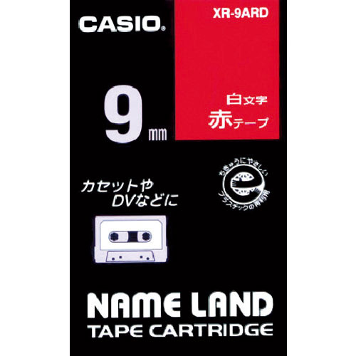 カシオ　ネームランド用赤テープに白文字９ｍｍ＿