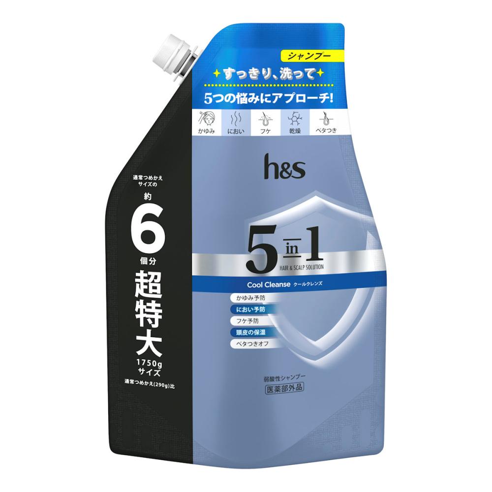 Ｐ＆Ｇ　ｈ＆ｓ　５ｉｎ１　クールクレンズシャンプー　詰替用超特大　１７５０ｇ