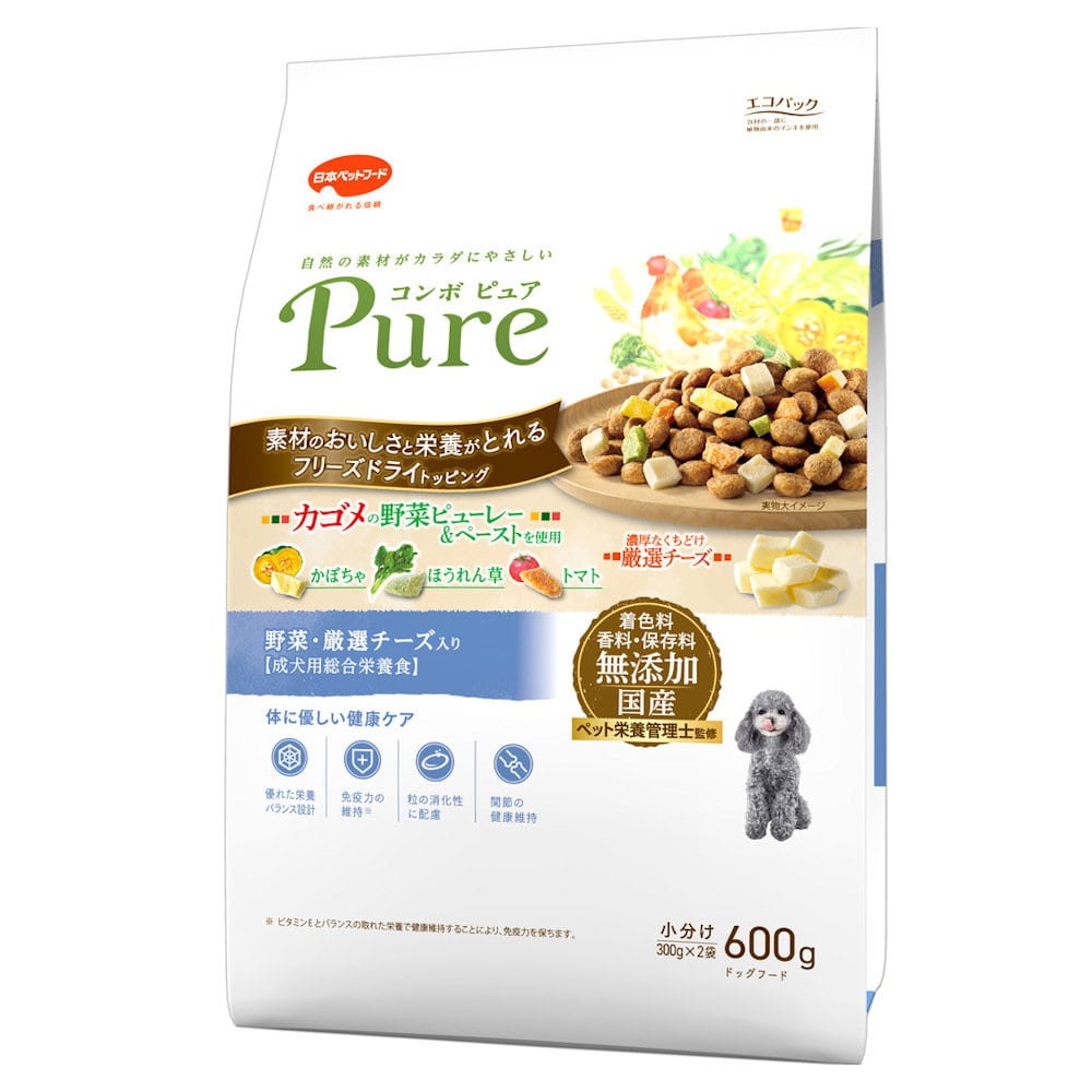 日本ペットフード　コンボ　ピュア　ドッグ　野菜・厳選チーズ入り　６００ｇ