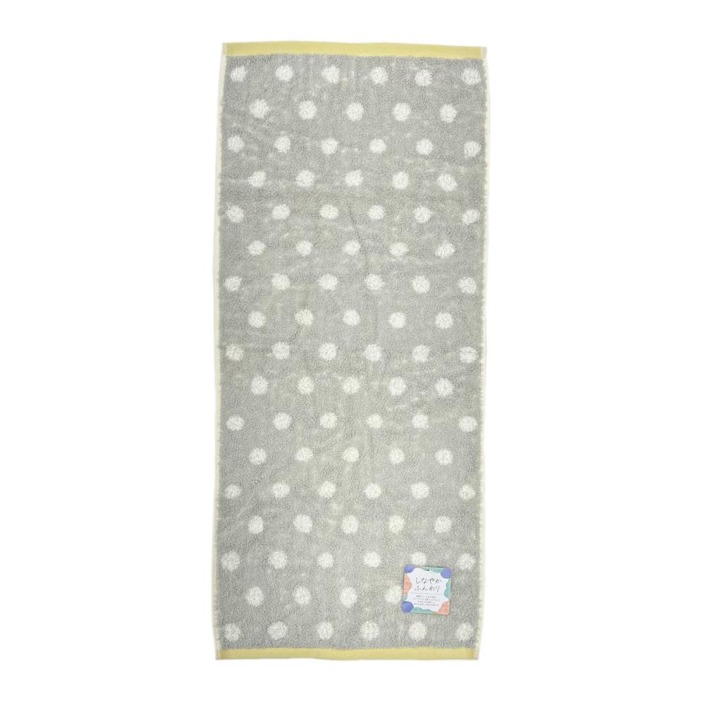 林　フェイスタオル　クリーミードット　グレー　３４×８０ｃｍ