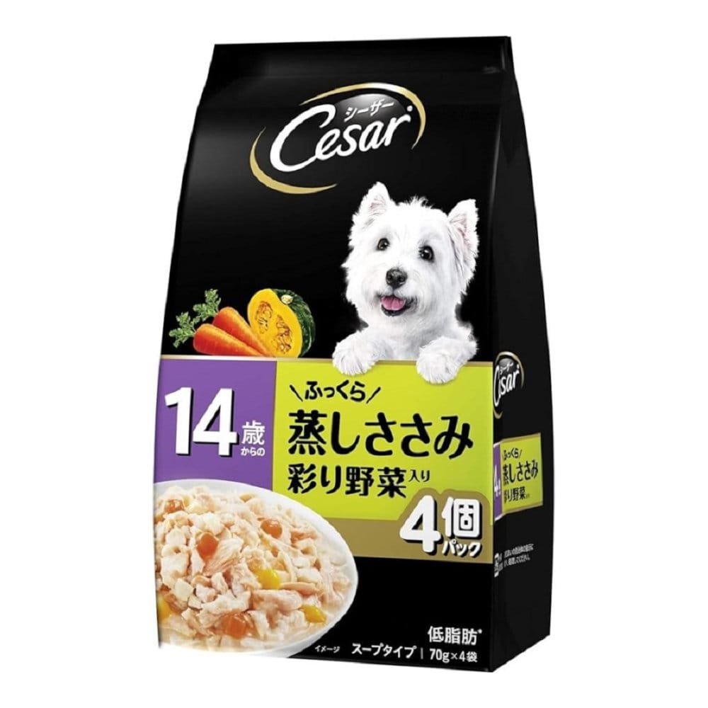 マースジャパン　シーザー　１４歳からの　ふっくら蒸しささみ野菜　７０ｇ×４個