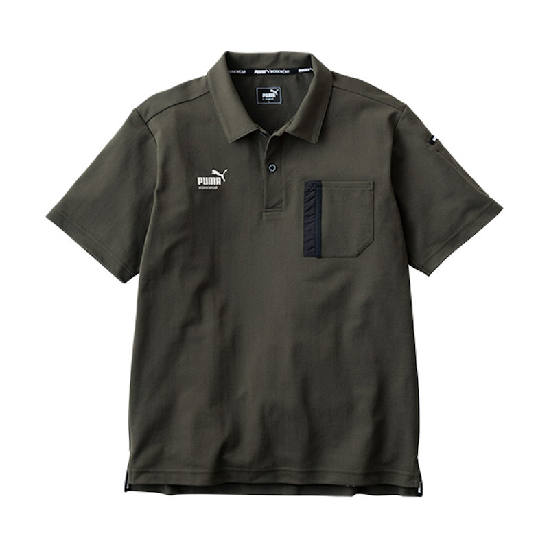 PUMA 半袖アクティブポロシャツ カーキ M PW-3014N 作業ウェアPUMA