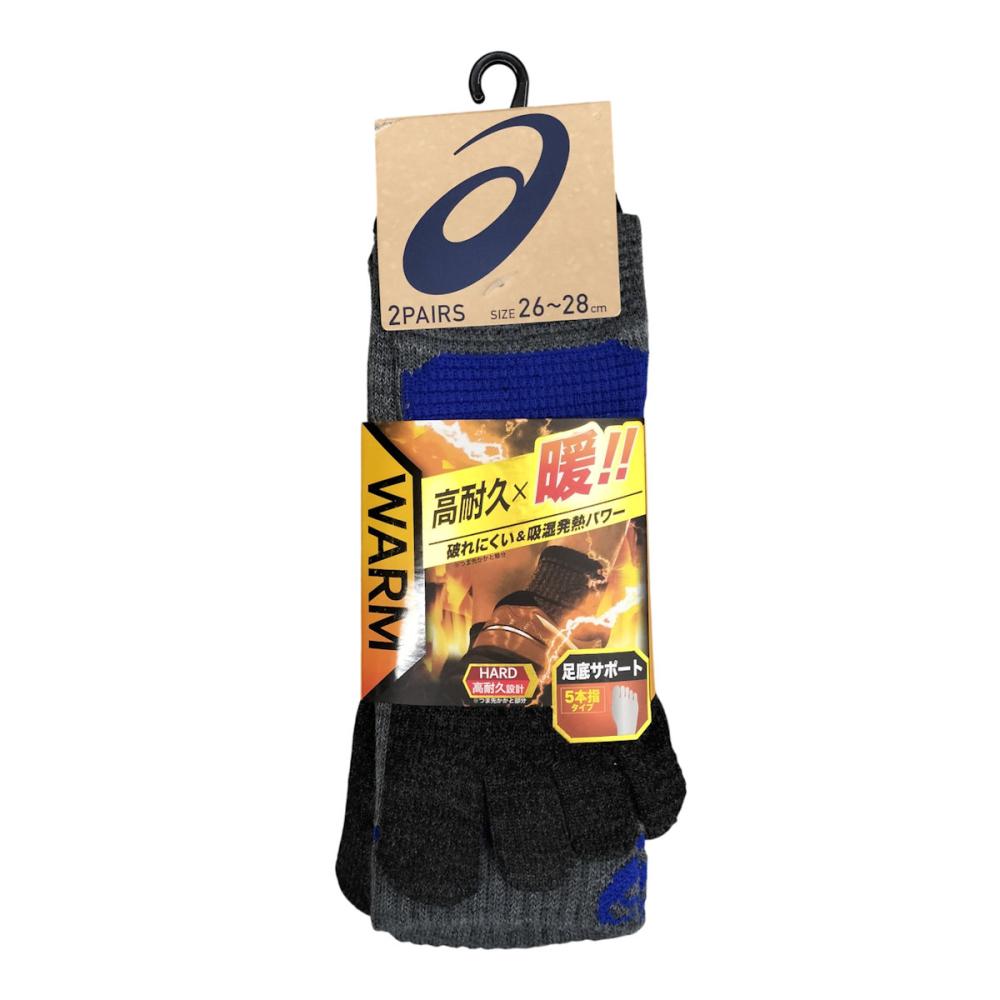 アシックスワーク　紳士　発熱５本指　ラインクルー　Ｌ　２６－２８ｃｍ　２足組