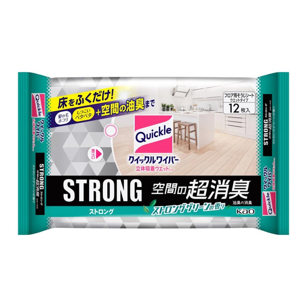 花王 クイックルワイパー 立体吸着ウェットシート ストロング 消臭EX 12枚入り