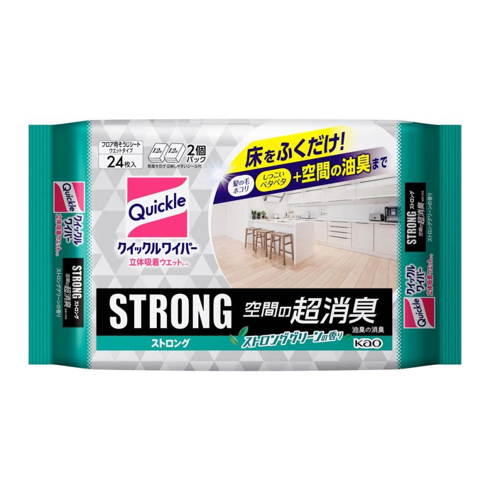 花王 クイックルワイパー 立体吸着ウェットシート ストロング 消臭EX 24枚入り