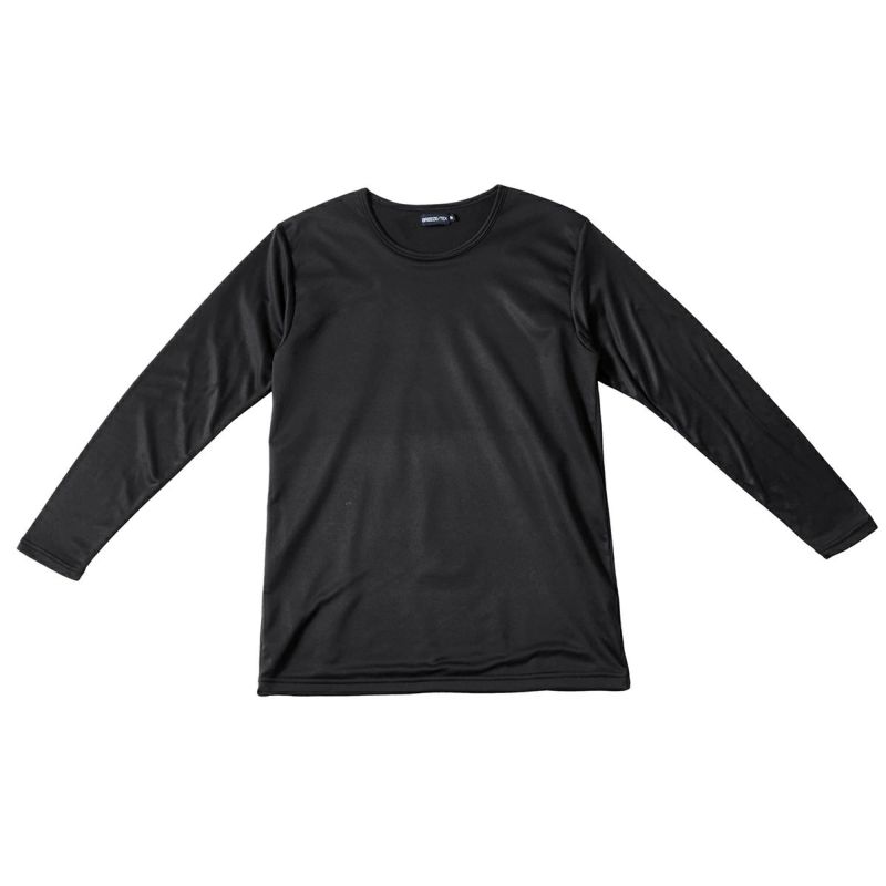 BREEZE/TEX メンズ 長袖丸首シャツ 光蓄熱 クロ L