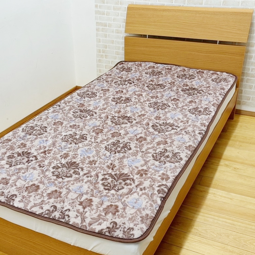 昭和西川　蓄熱わた入りフランネル敷きパッドカルドゥ　約１００×２０５ｃｍ　ベージュ