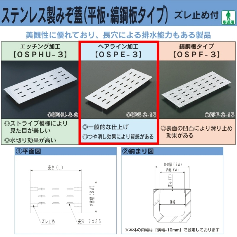ステンレス製排水ピット蓋 OSPE-3-20 の通販 ステンレス製排水ピット蓋 OSPE-3-20 の通販