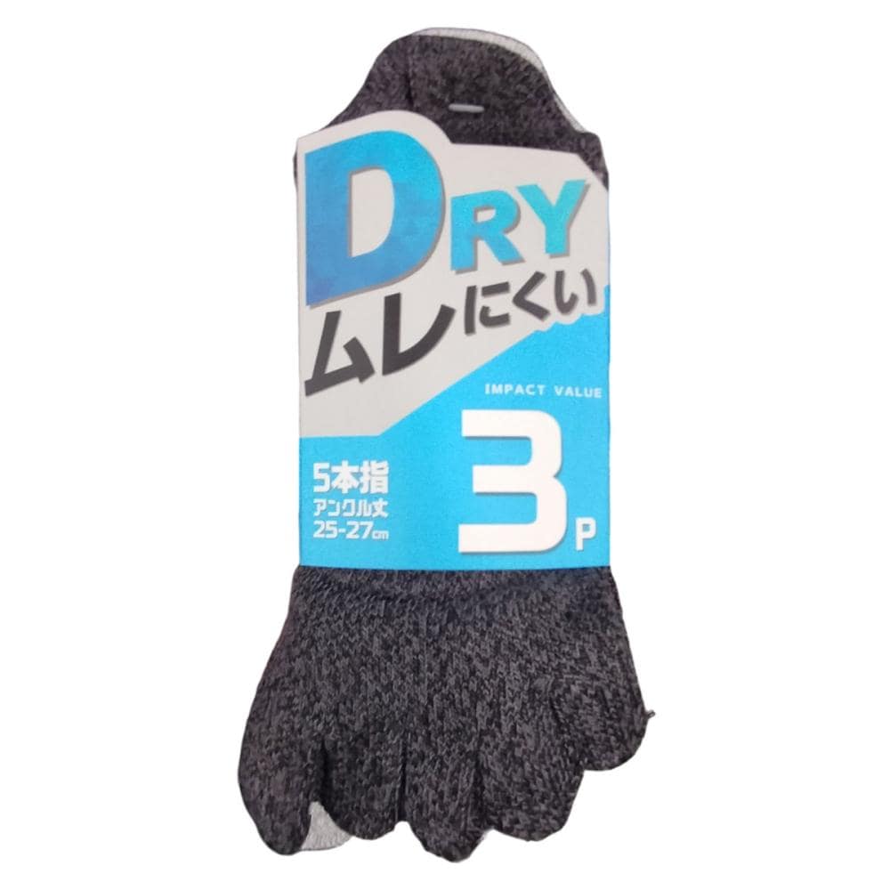 ディックコーポレーション　吸汗速乾ソックス　５本指　３足組　スニーカー丈　ＷＣ－１２３