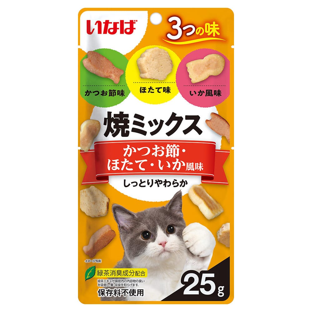 焼ミックス　３つの味　かつお節・ほたて・いか風味　２５ｇ