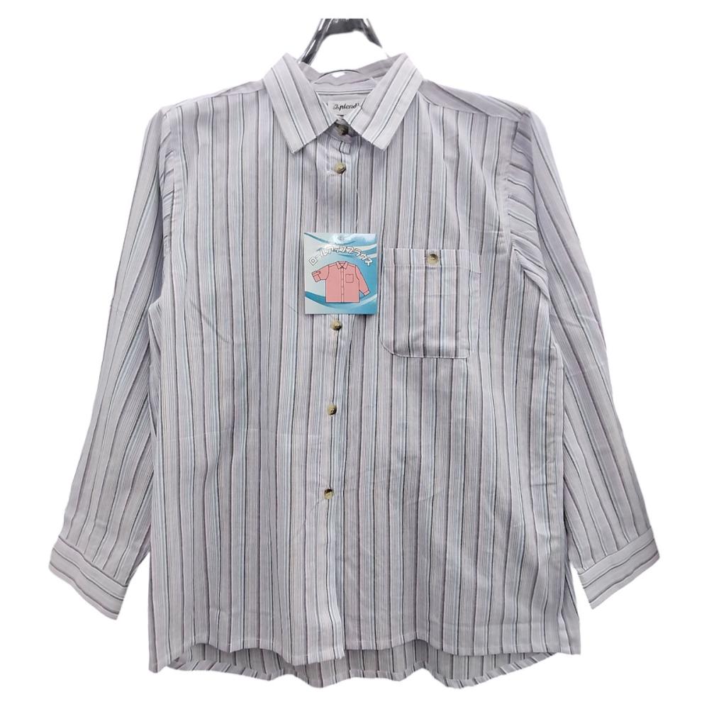 婦人ロールアップブラウス　ストライプ　Ｍ－Ｌ