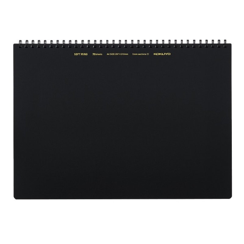 コクヨ　ソフトリングノート　方眼罫　ブラック　Ａ４　７０枚