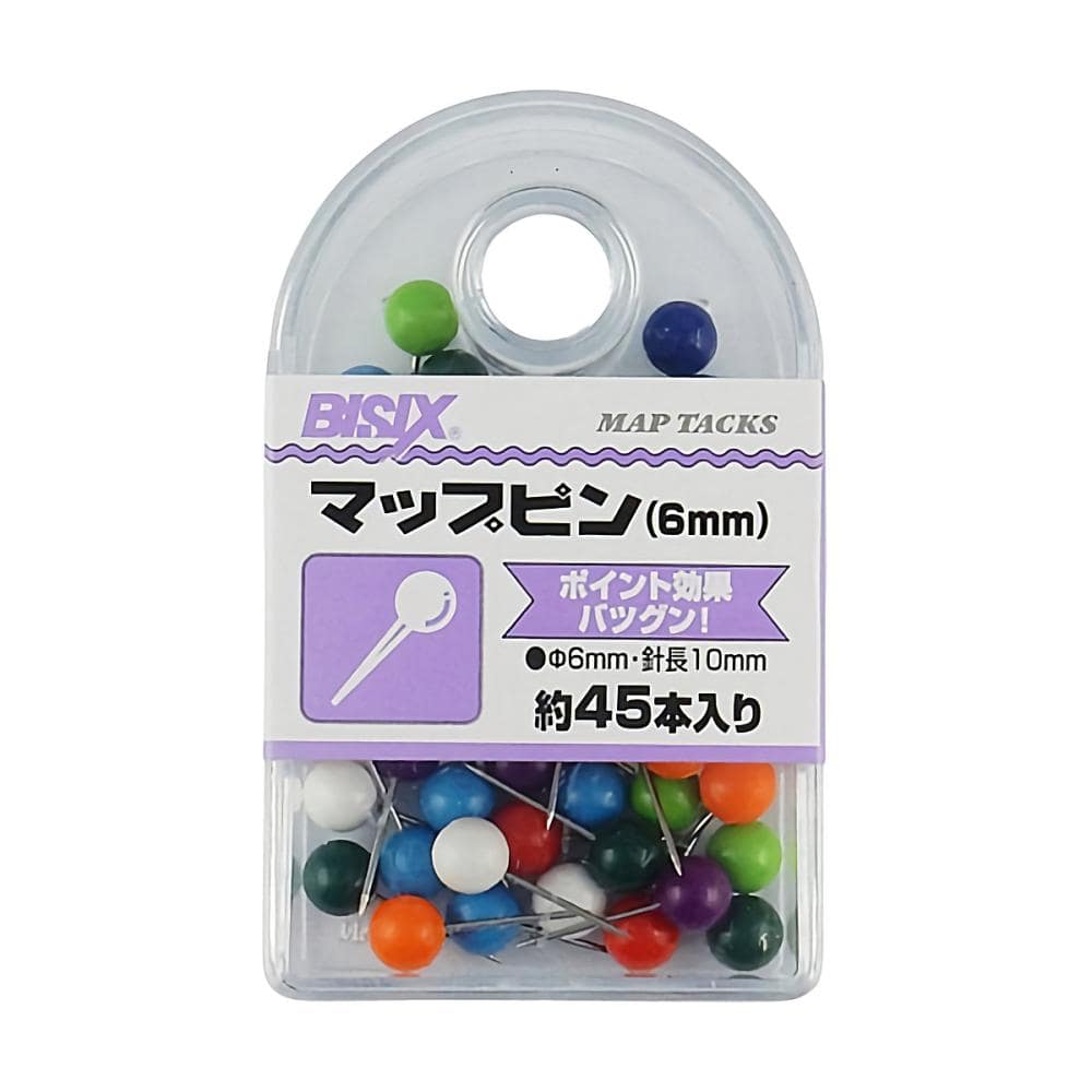ミツヤ　マップピン　６ｍｍ　混色　４５本