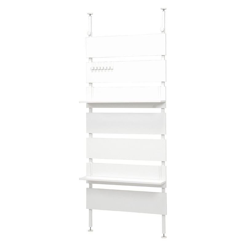 萩原 つっぱりウォールラック ホワイト 幅80×高さ265×奥行21cm KTR-3148WH