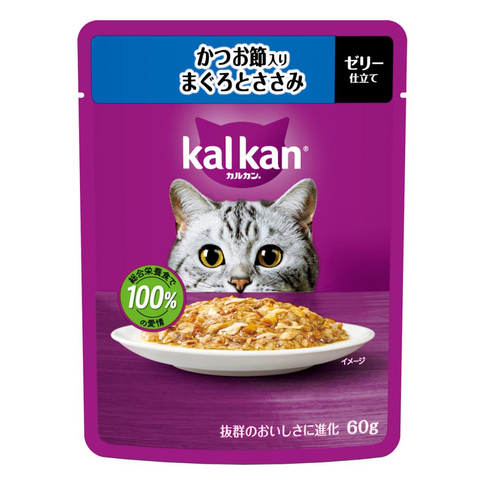 カルカンパウチ　かつお節入りまぐろとささみ　６０ｇ