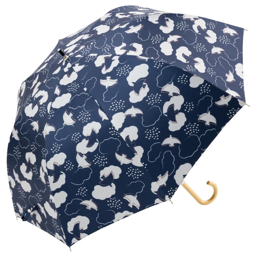 スギハラ　晴雨兼用傘　６５ｃｍ　ジャンプ　深張り　ドーム型　バード　ネイビー