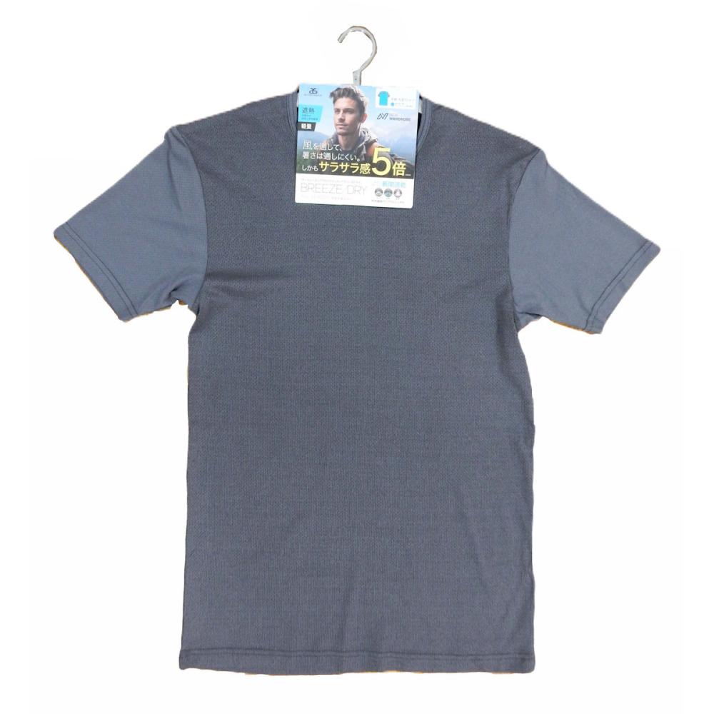 BREEZEDRYメッシュ 半袖Tシャツ 丸首 L グレー