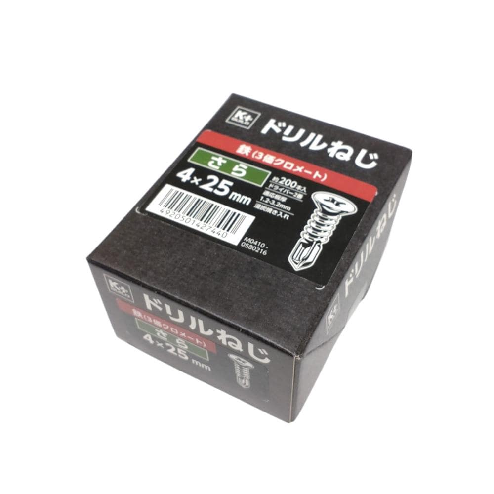 Ｋ＋ＢＵＩＬＤ　ドリルねじ　さら　鉄　４×２５　半箱