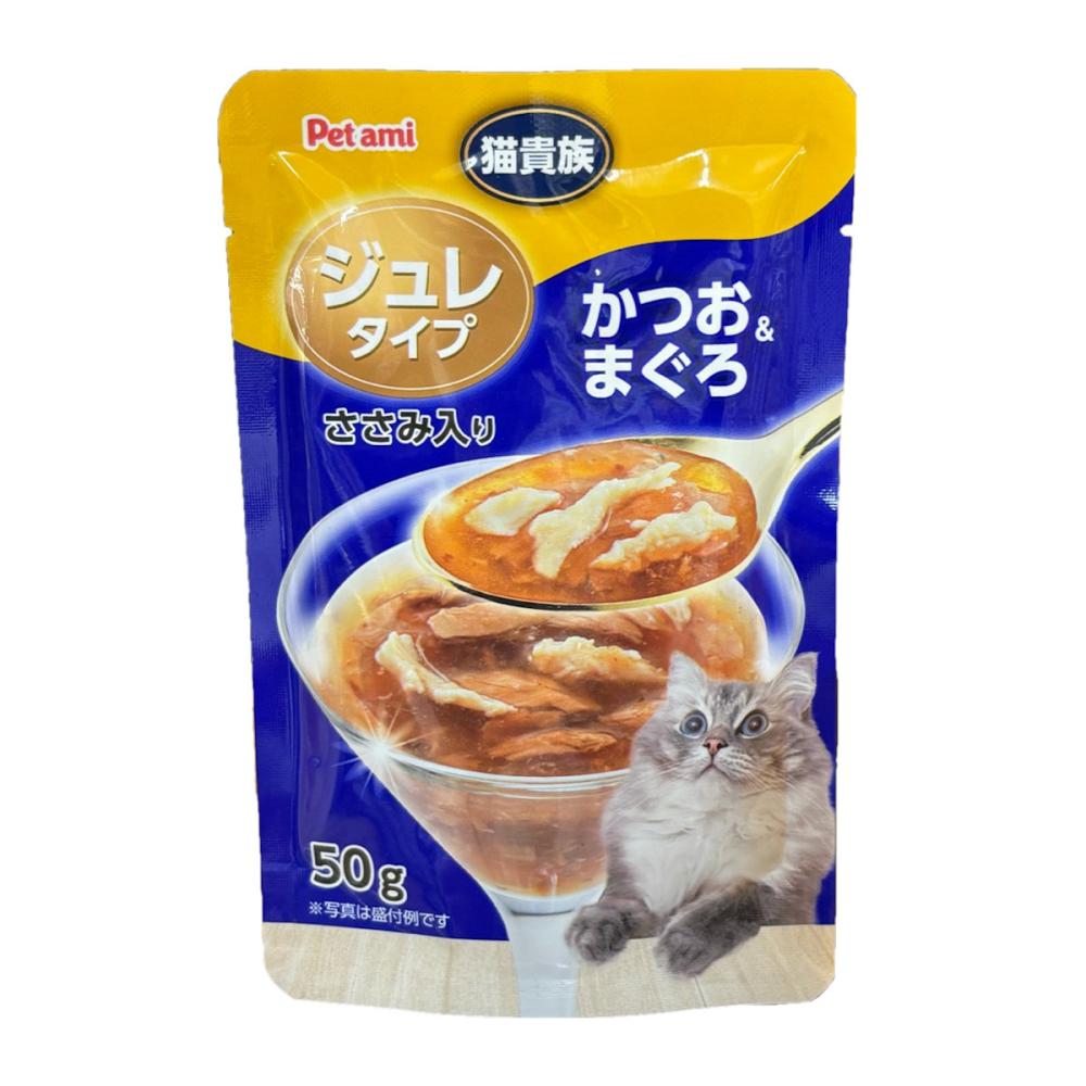 Petami 猫貴族 ジュレタイプ かつお&まぐろ ささみ入り 50g