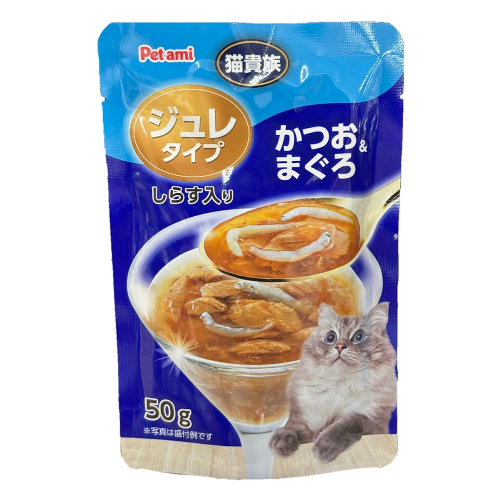 Petami 猫貴族 ジュレタイプ かつお&まぐろ しらす入り 50g