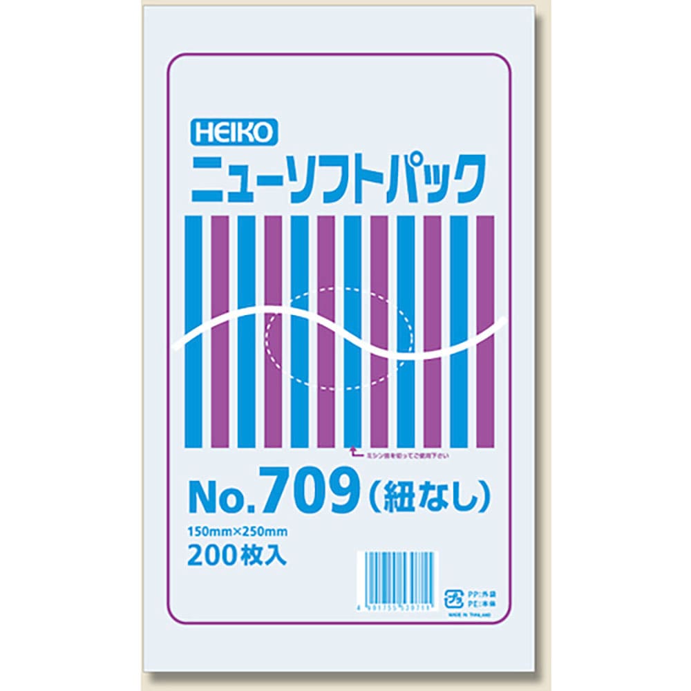 ＨＥＩＫＯ　極薄ＨＤポリ袋　ニューソフトパック　Ｎｏ．７０９　紐なし　２００枚入り　６６９４７２９＿