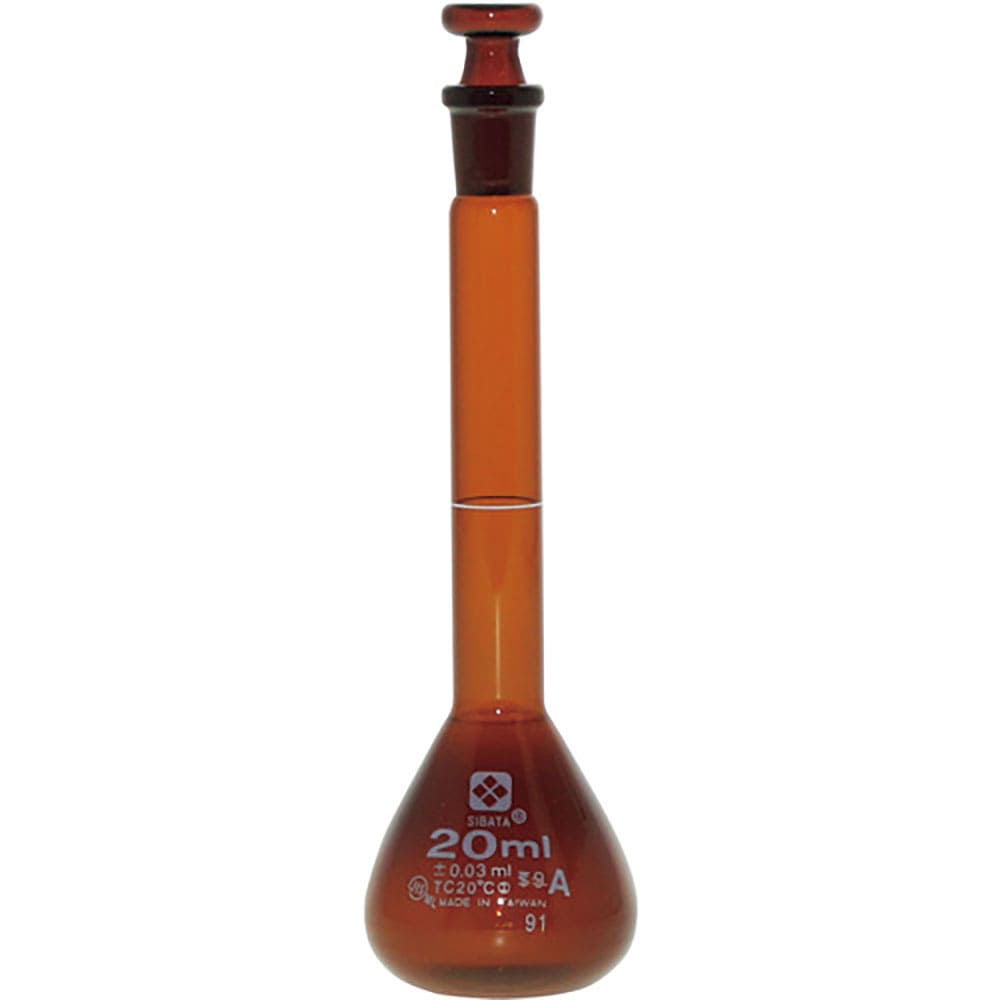 ＳＩＢＡＴＡ　メスフラスコ　スーパーグレード　茶褐色　２０ｍＬ　０２００７０－２０＿