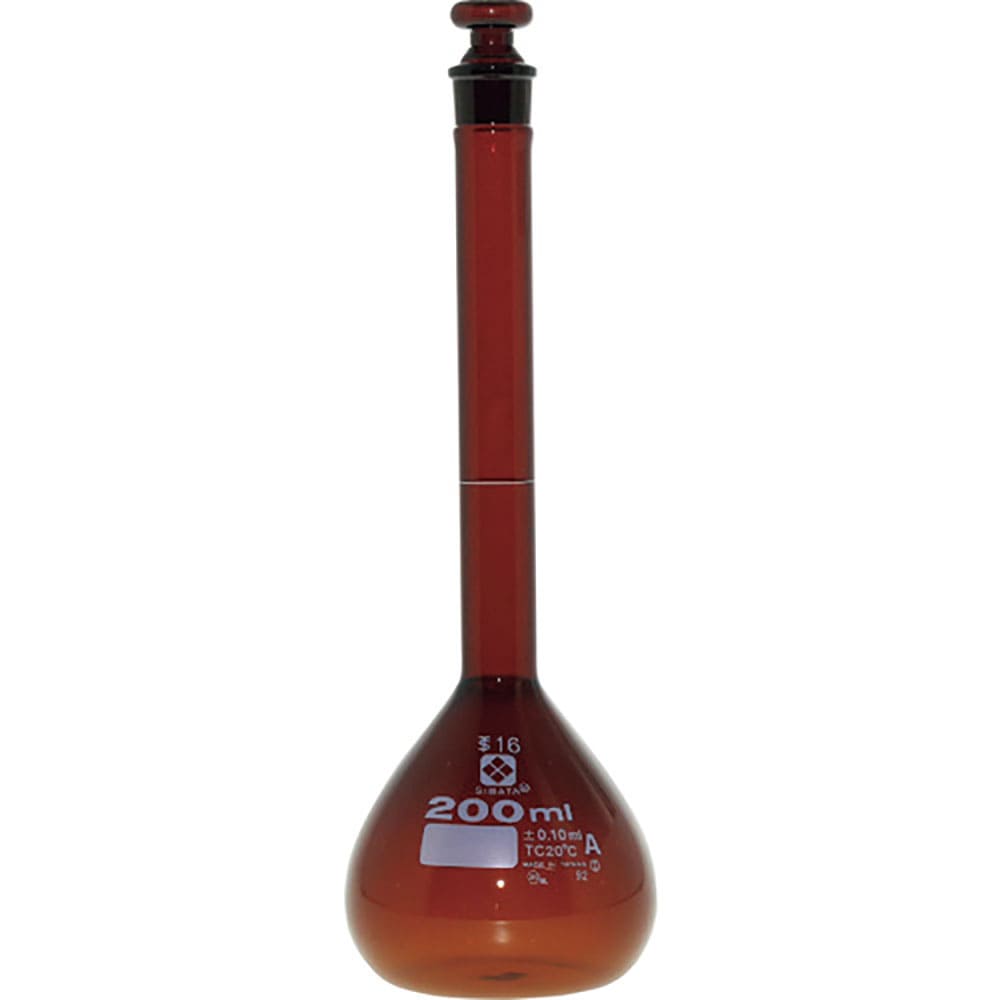 SIBATA メスフラスコ スーパーグレード 茶褐色 200mL 020070-200_