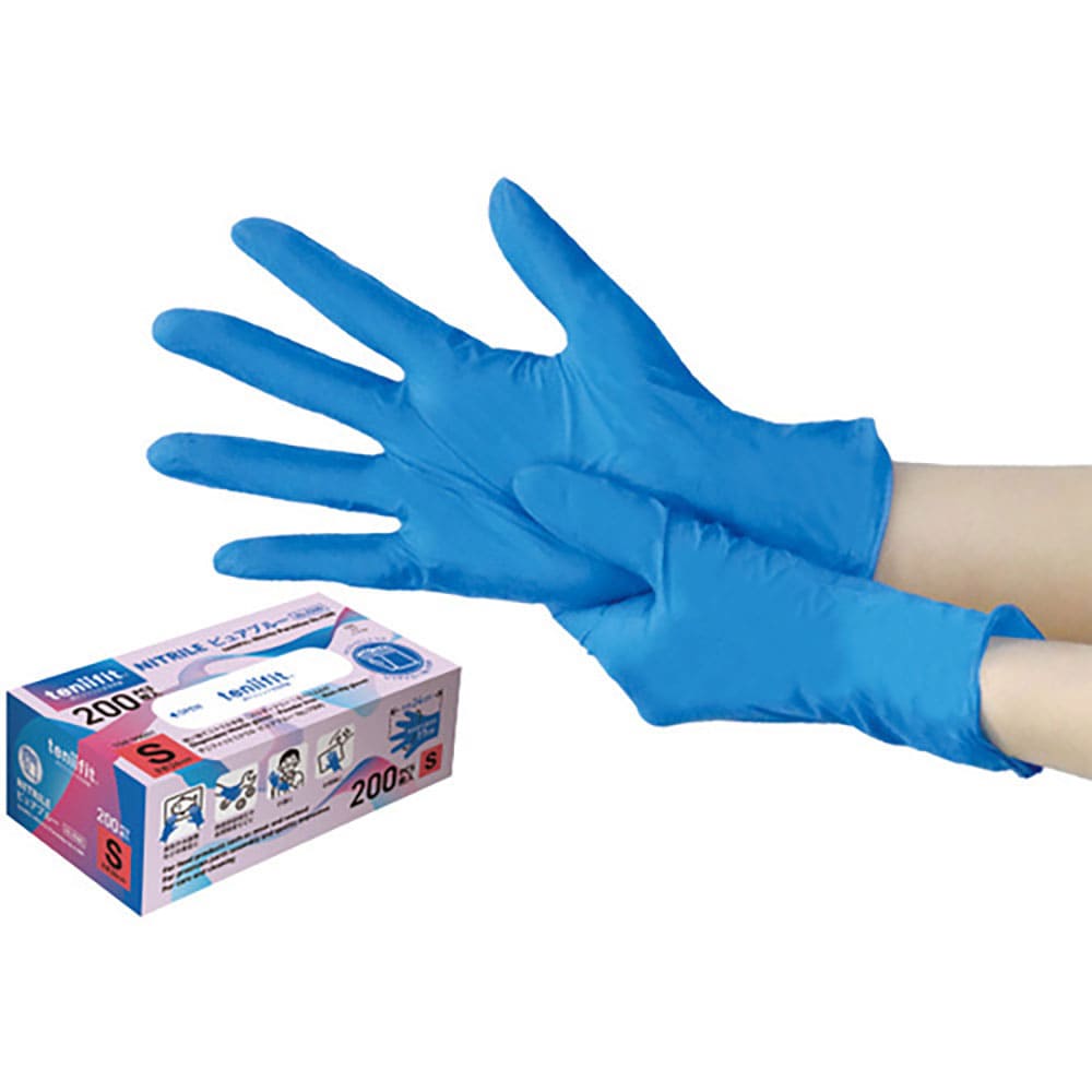 KOKUGO 使い捨てニトリル手袋 teniifit NITRILE ピュアブルー No.1500_