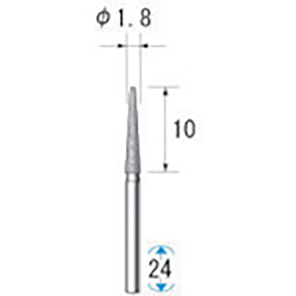 ナカニシ 電着ダイヤモンドバー 5本入 テーパー先丸型 φ1.8×10×軸φ1.6 #130 11_