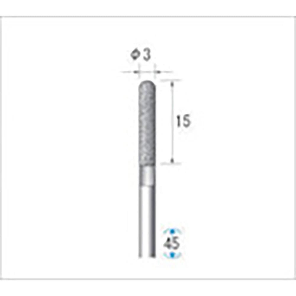 ナカニシ　電着ダイヤモンドバー　円筒先丸型　φ３×１５×軸φ３　＃１２０　１２３３４＿