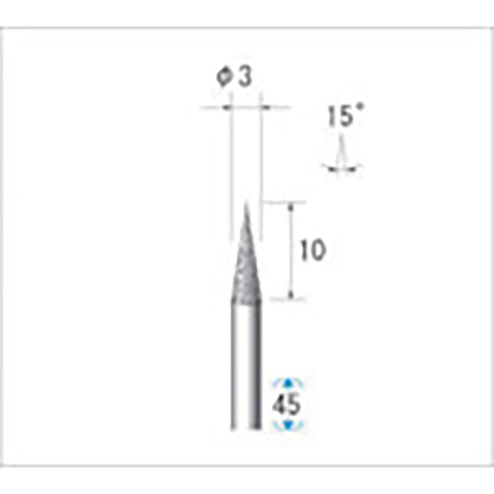 ナカニシ　電着ダイヤモンドバー　テーパー型　φ３×９．７×軸φ３　＃１４０　１５°　１２４０３＿