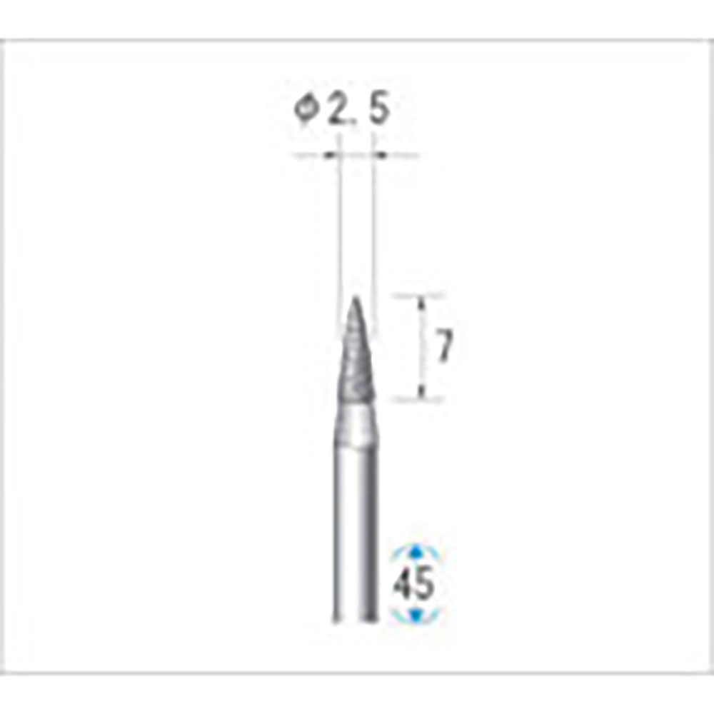 ナカニシ　電着ダイヤモンドバー　砲弾型　φ２．５×７×軸φ３　＃１００　１２４５４＿