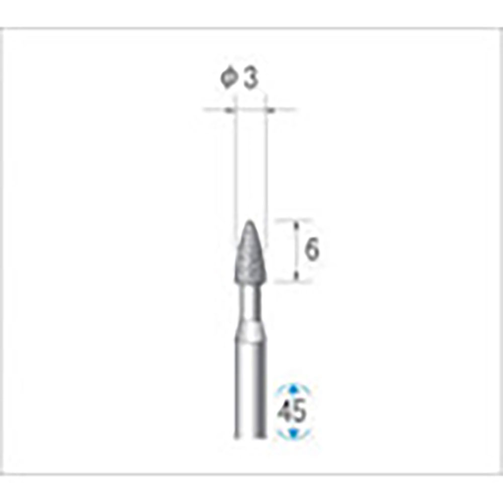 ナカニシ　電着ダイヤモンドバー　砲弾型　φ３×６×軸φ３　＃１２０　１２４５６＿