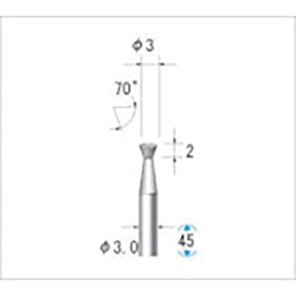 ナカニシ　電着ダイヤモンドバー　逆テーパー型　φ３×２×軸φ３　＃１２０　７０°　１２５１１＿