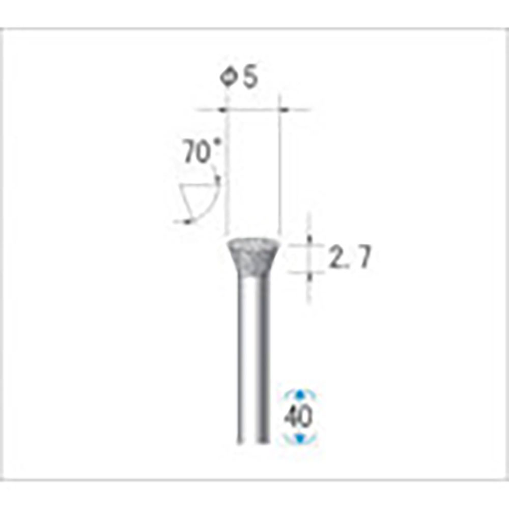 ナカニシ　電着ダイヤモンドバー　逆テーパー型　φ５×２．７×軸φ３　＃１２０　７０°　１２５１２＿