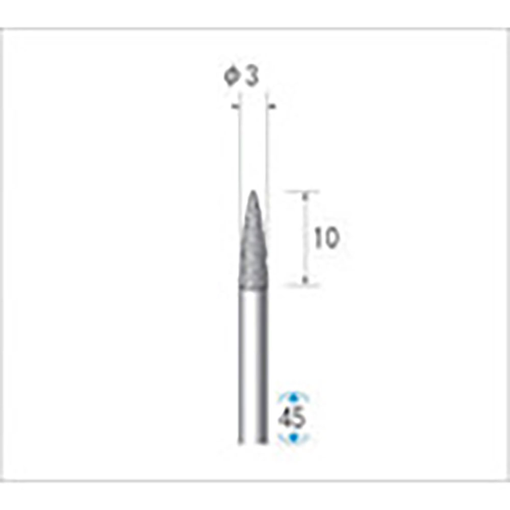 ナカニシ　クラフトダイヤモンドバー　３本入　砲弾型　φ３×１０×軸φ３　＃１２０　１２８２３＿