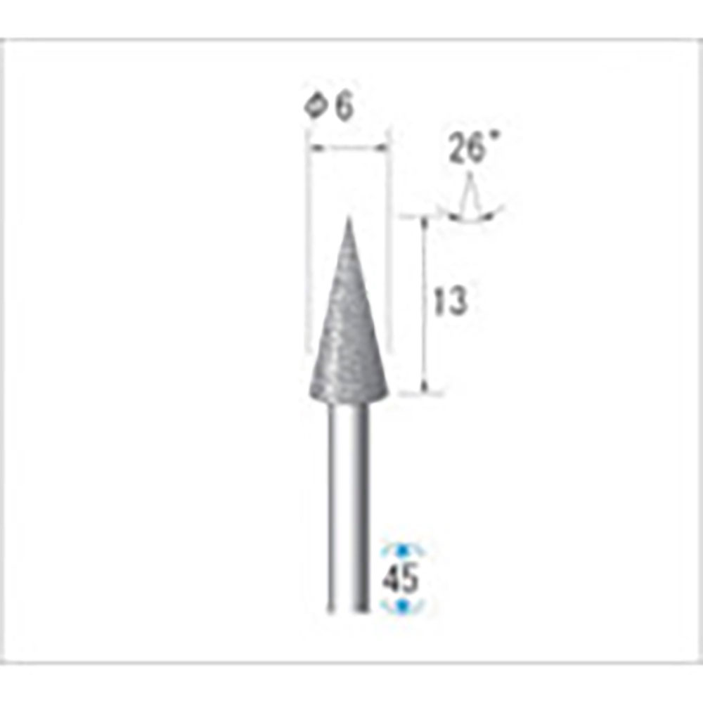 ナカニシ　クラフトダイヤモンドバー　３本入　テーパー型　φ６×１３×軸φ３　＃１００　２６°　１２＿