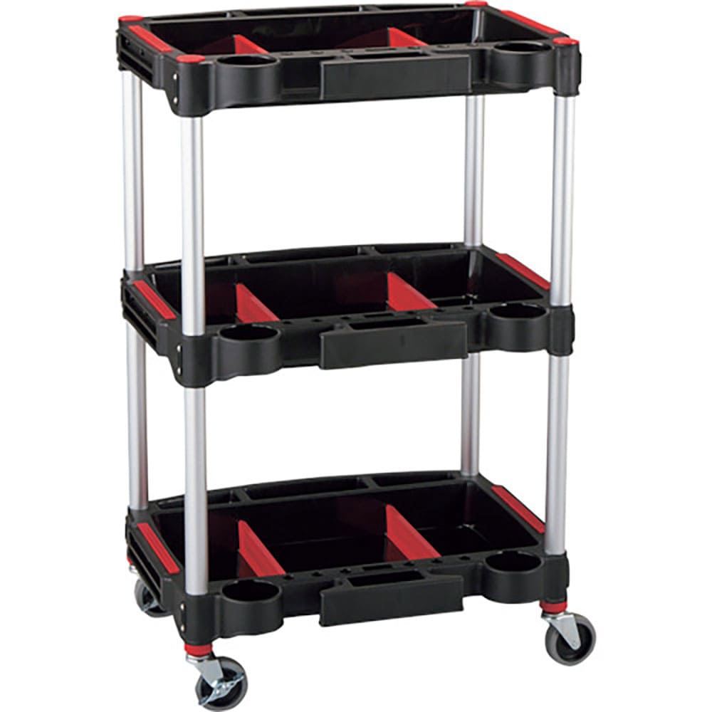 緑十字　ツールカート　ＫＴ－４６５８Ｘ　黒　５７０×４５５×８９０ｍｍ　トレイ３段　１４６１５２＿
