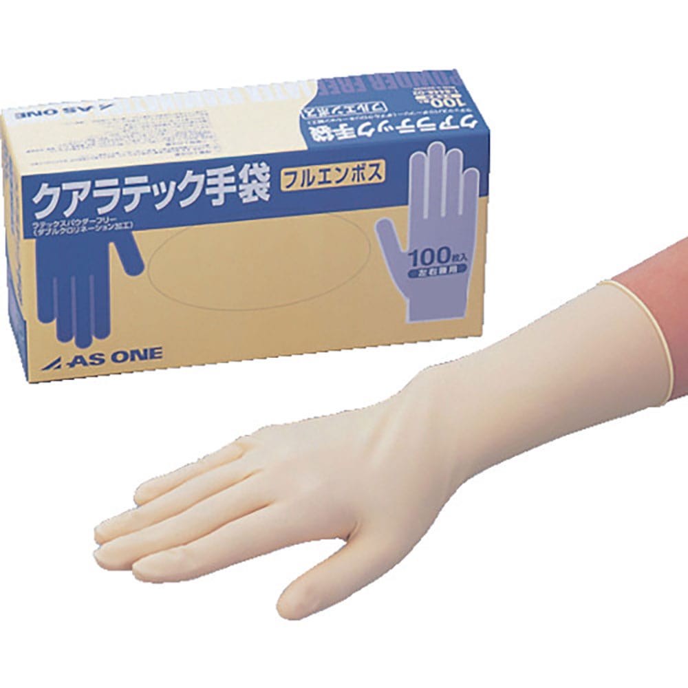 ＡＳ　クアラテック手袋　フルエンボス（パウダーフリー）　Ｌ　（１００枚入）　１－８４４８－３１＿