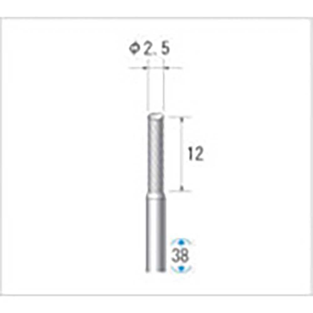 ナカニシ　チタンコート超硬カッター　円筒型　シングルカット　φ２．５×１２×軸φ３　２１３１５＿
