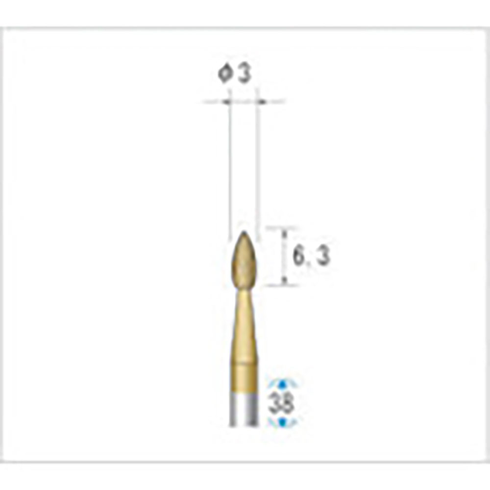 ナカニシ　チタンコート超硬カッター　雫型　シングルカット　φ３×６．３×軸φ３　２１３２１＿
