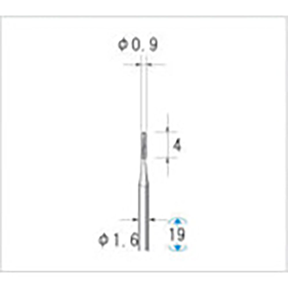 ナカニシ 超硬カッター 5本入 円筒先丸型 チップカット φ0.9×4×軸φ1.6 22061_