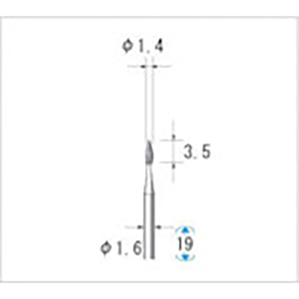 ナカニシ　超硬カッター　５本入　雫テーパー型　シングルカット　φ１．４×３．５×軸φ１．６　２２０＿
