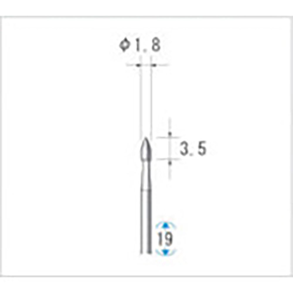 ナカニシ　超硬カッター　５本入　雫テーパー型　シングルカット　φ１．８×３．５×軸φ１．６　２２０＿