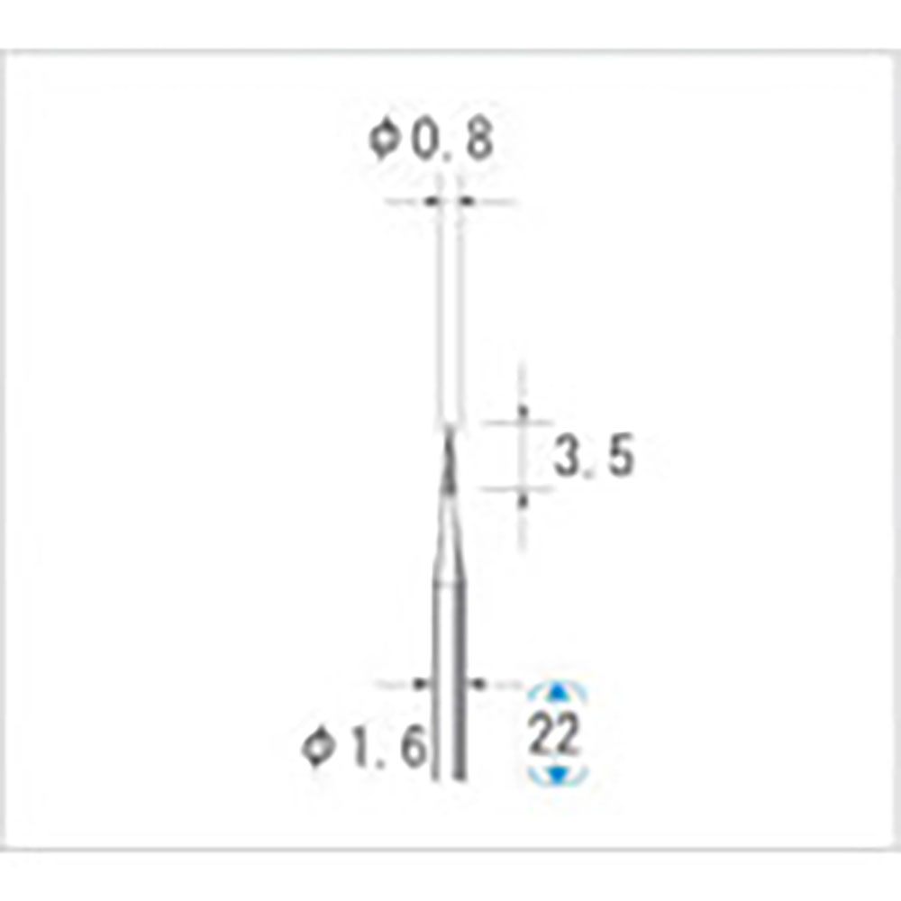 ナカニシ　超硬カッター　５本入　テーパー型　シングルカット　φ０．８×３．５×軸φ１．６　２２１０＿